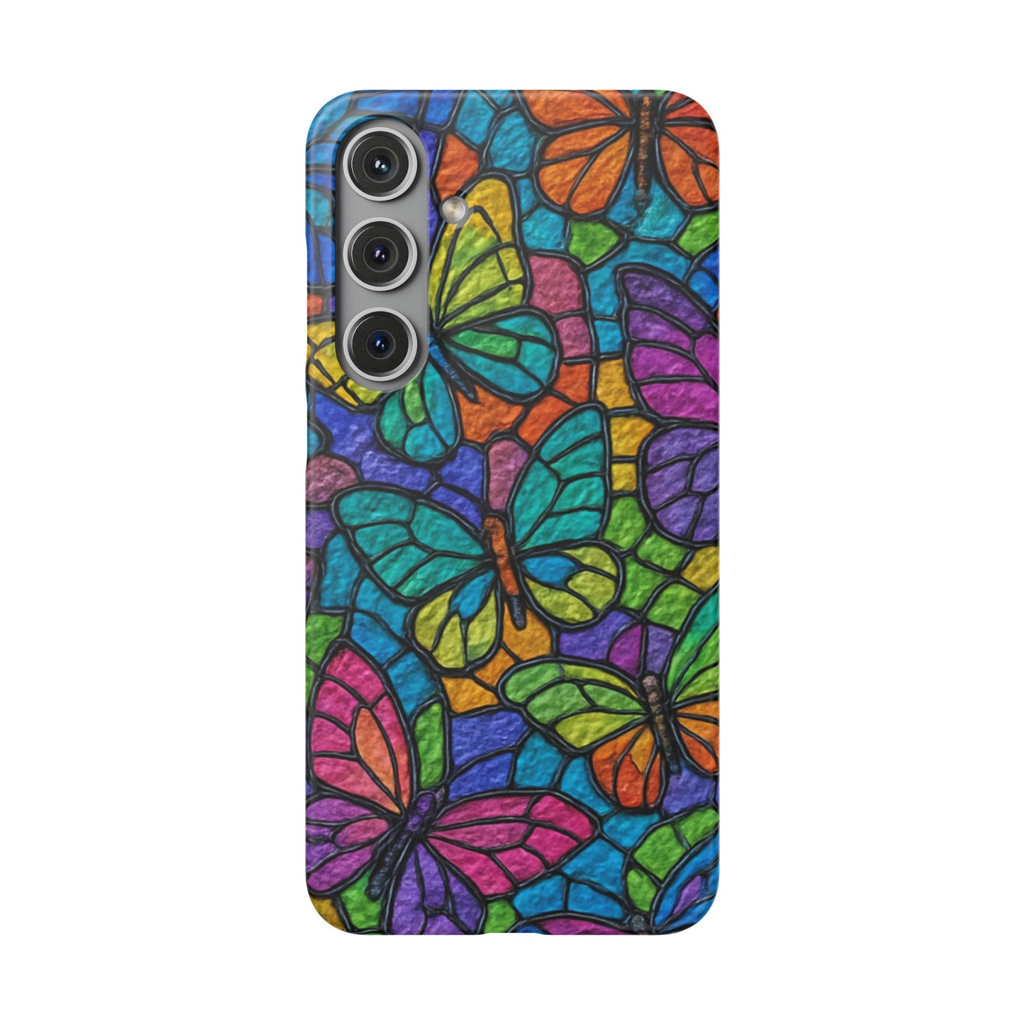 Psychedelic Butterfly Mosaic Phone Case, Trippy Hippie Butterflies,  Rainbow Stained-Glass Art Cover | Boho Festival Aesthetic Case