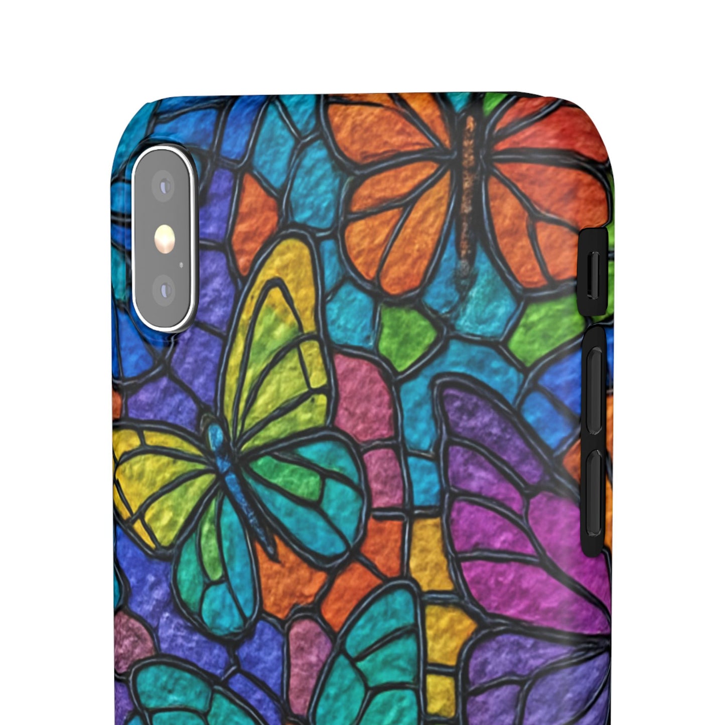 Psychedelic Butterfly Mosaic Phone Case, Trippy Hippie Butterflies,  Rainbow Stained-Glass Art Cover | Boho Festival Aesthetic Case
