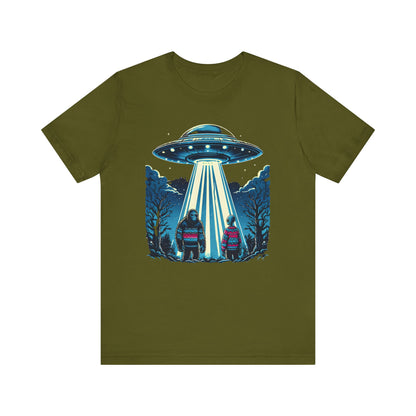 Alien Spaceship and Bigfoot Ugly Christmas Sweater Tee