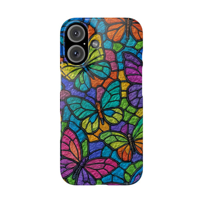 Psychedelic Butterfly Mosaic Phone Case, Trippy Hippie Butterflies,  Rainbow Stained-Glass Art Cover | Boho Festival Aesthetic Case