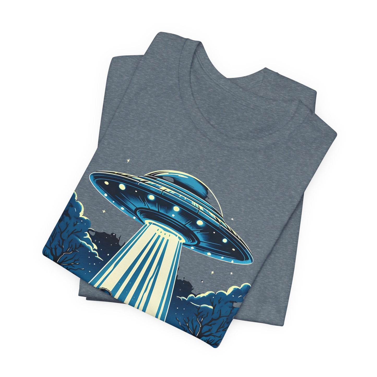 T-Shirt Alien and Bigfoot,  Ugly Christmas Sweater Tee, Funny UFO Holiday Shirt