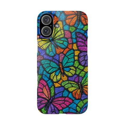 Psychedelic Butterfly Mosaic Phone Case, Trippy Hippie Butterflies,  Rainbow Stained-Glass Art Cover | Boho Festival Aesthetic Case