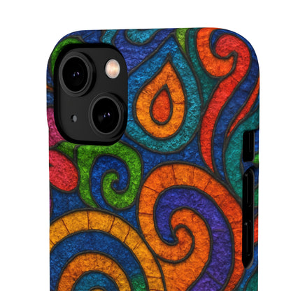 Psychedelic Hippie Phone Case, Boho Rainbow Retro 70s Groovy Art Cover