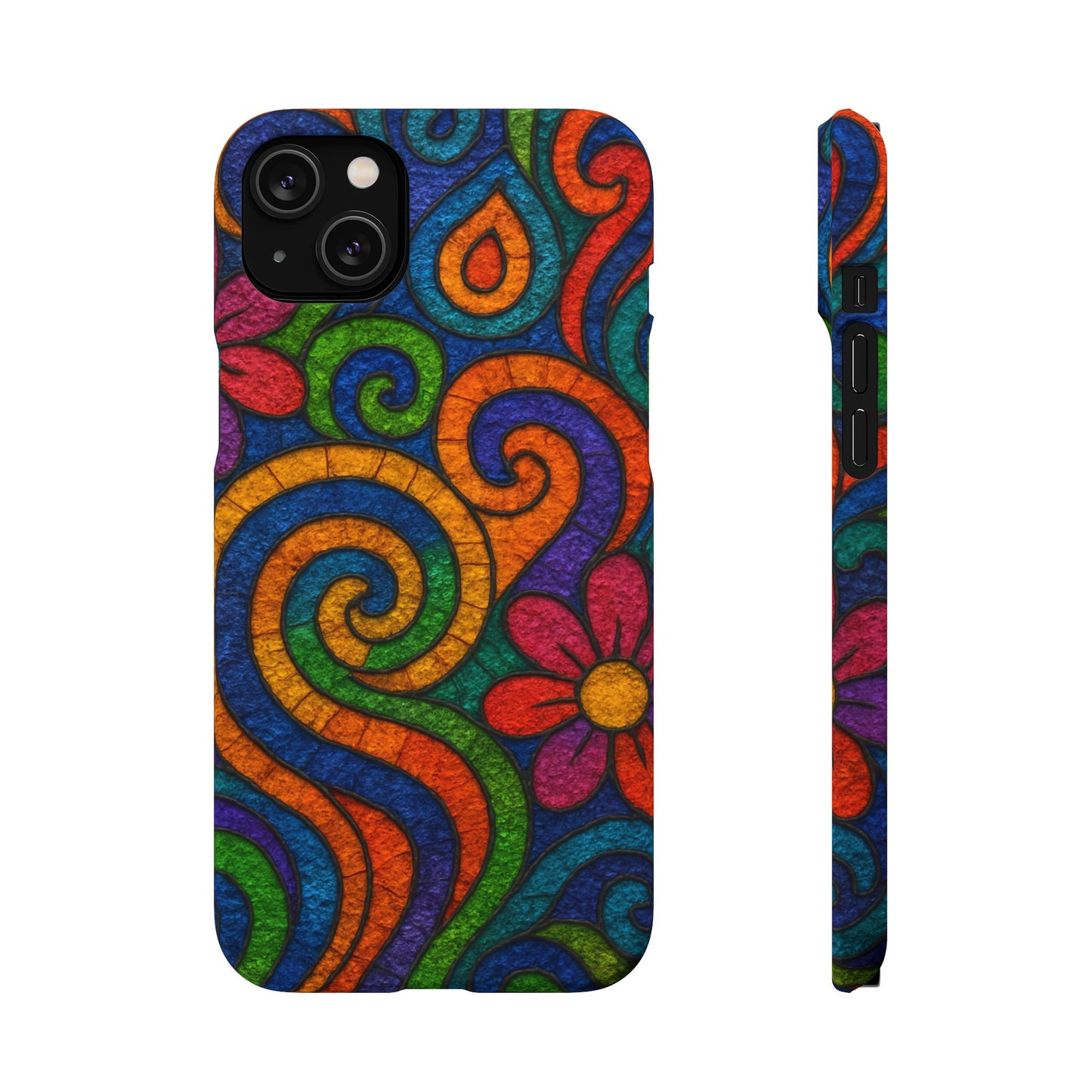 Psychedelic Hippie Phone Case, Boho Rainbow Retro 70s Groovy Art Cover
