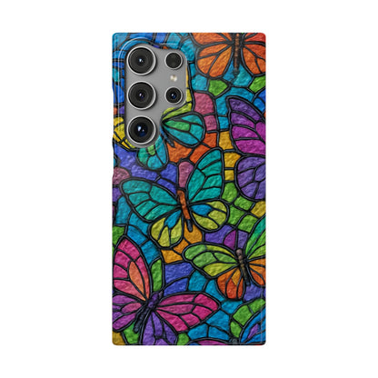 Psychedelic Butterfly Mosaic Phone Case, Trippy Hippie Butterflies,  Rainbow Stained-Glass Art Cover | Boho Festival Aesthetic Case