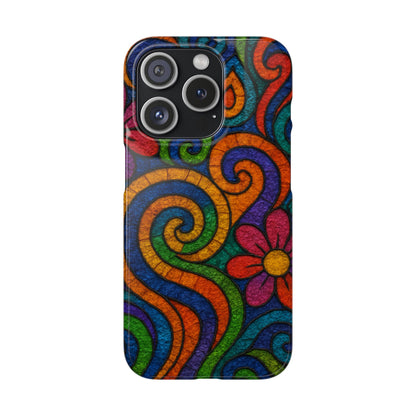 Psychedelic Hippie Phone Case, Boho Rainbow Retro 70s Groovy Art Cover