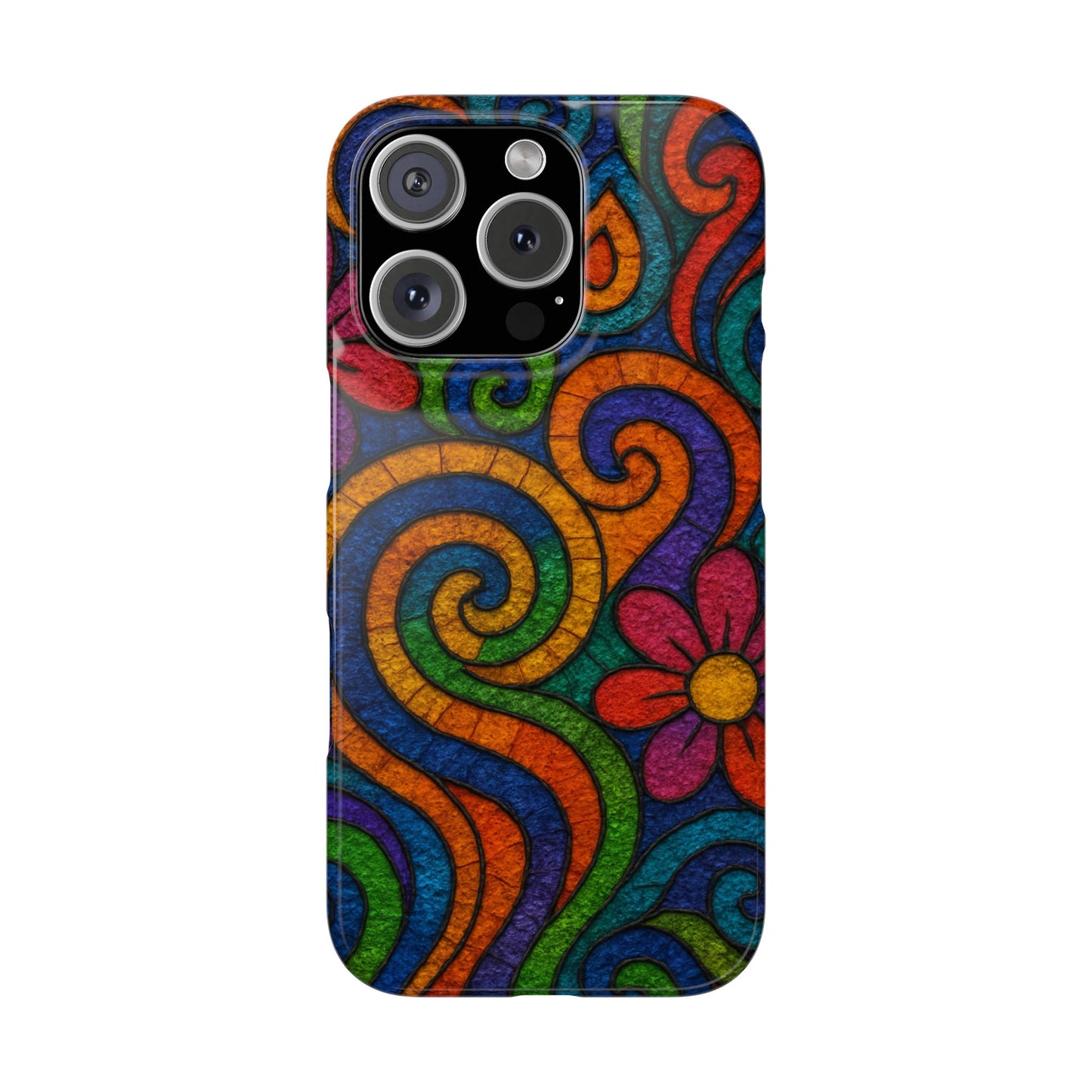 Psychedelic Hippie Phone Case, Boho Rainbow Retro 70s Groovy Art Cover