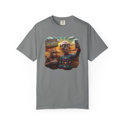 T-Shirt Alien and Bigfoot Ugly Sweater, Funny Christmas Cryptid Tee, Area 51 Shirt, Conspiracy Lover Gift, Unisex Top