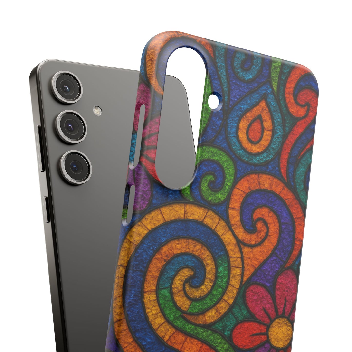 Psychedelic Hippie Phone Case, Boho Rainbow Retro 70s Groovy Art Cover