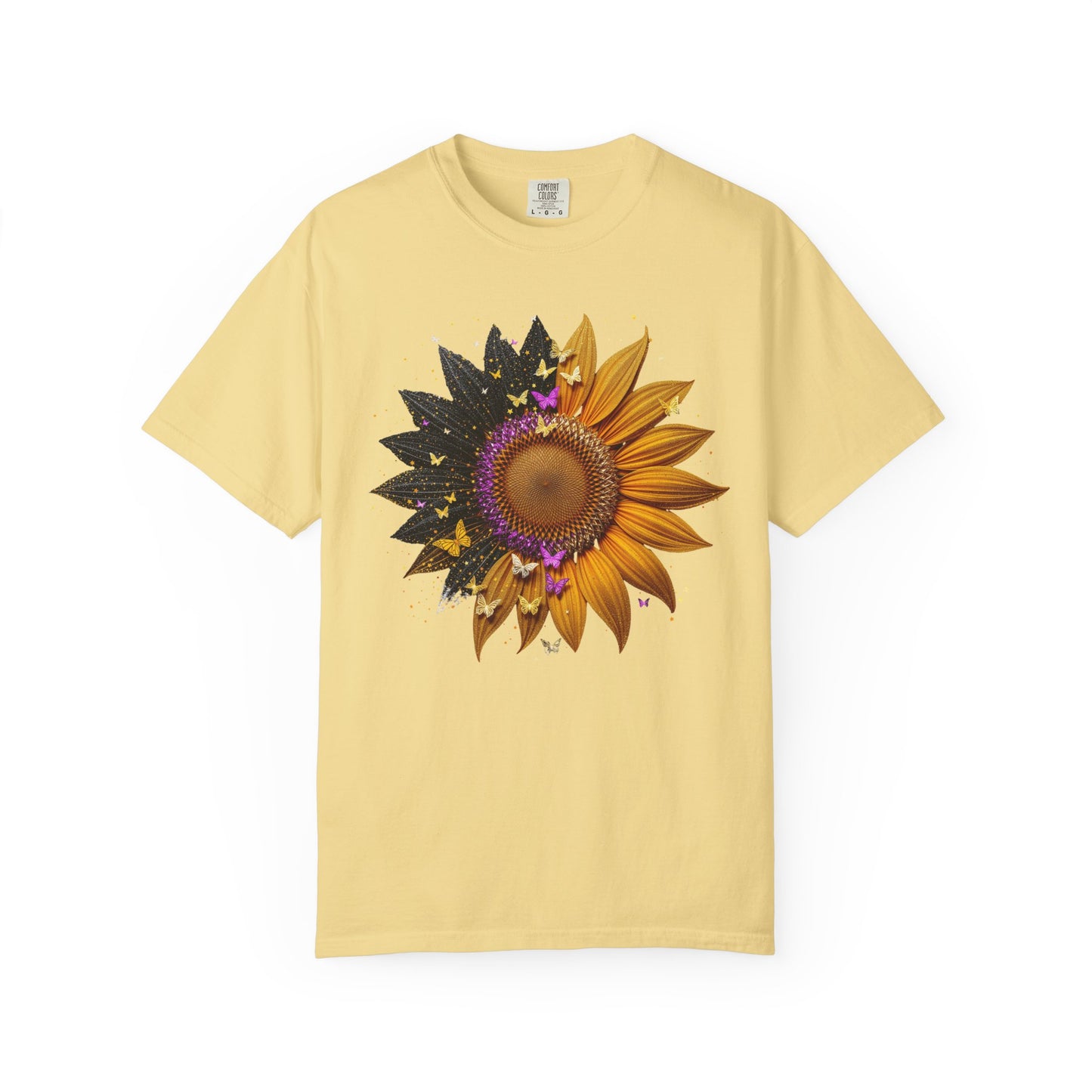 Sunflower Unisex Garment-Dyed T-shirt, Yellow Flower Tee, Floral Shirt, Botanical Top, Nature Lover Gift