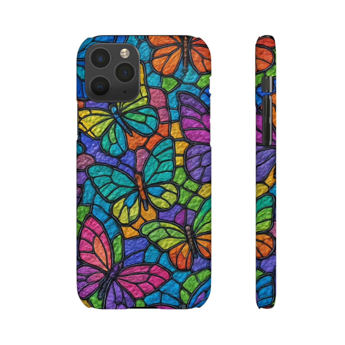 Psychedelic Butterfly Mosaic Phone Case, Trippy Hippie Butterflies,  Rainbow Stained-Glass Art Cover | Boho Festival Aesthetic Case