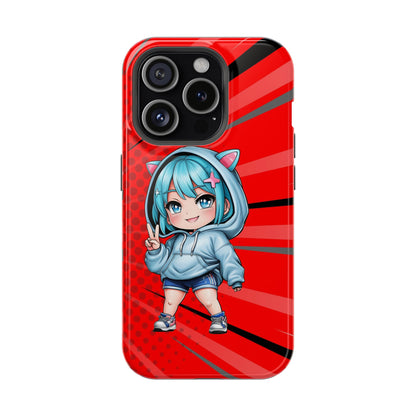 Phone Cases, Cute Chibi Girl in Cat Hoodie, Kawaii Anime Design, Protective Cover, Gift for Anime Fans, Cute Phone Accessories, Cat Lover