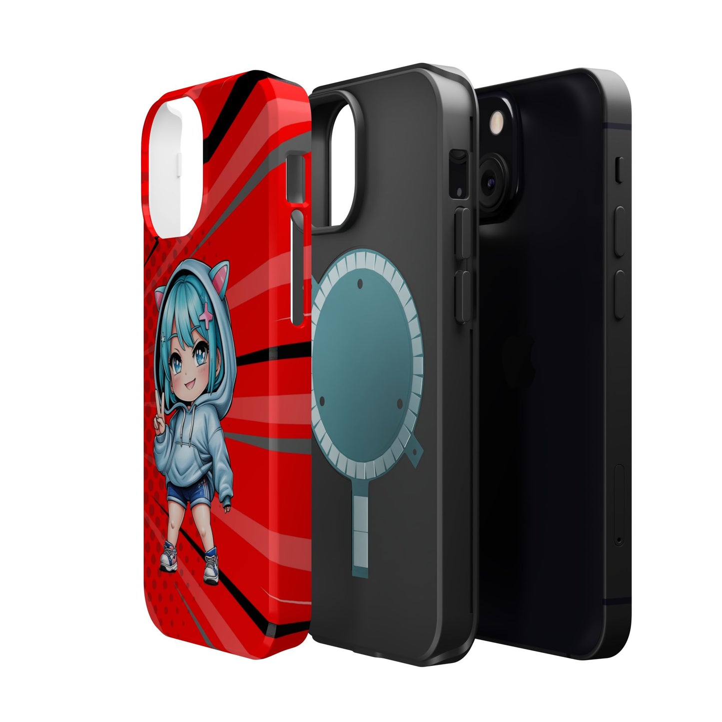 Phone Cases, Cute Chibi Girl in Cat Hoodie, Kawaii Anime Design, Protective Cover, Gift for Anime Fans, Cute Phone Accessories, Cat Lover