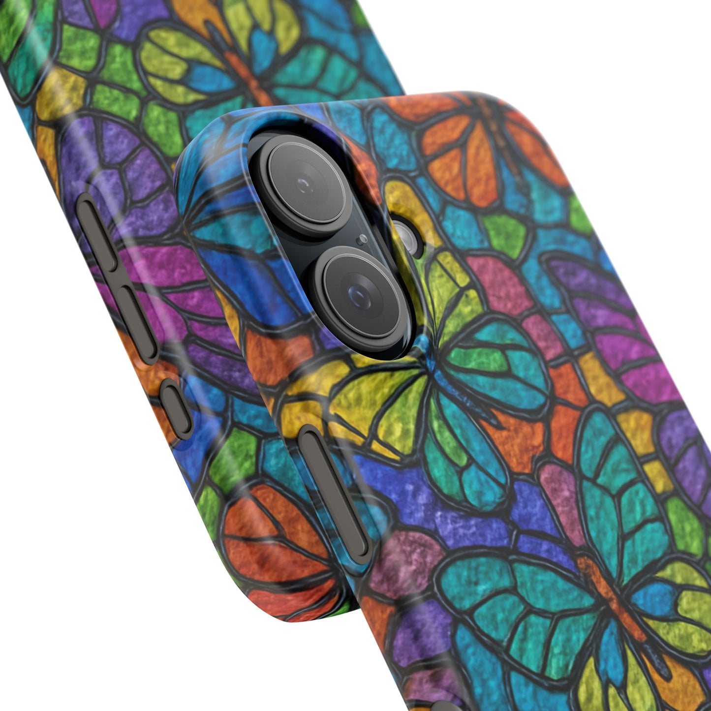 Psychedelic Butterfly Mosaic Phone Case, Trippy Hippie Butterflies,  Rainbow Stained-Glass Art Cover | Boho Festival Aesthetic Case