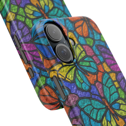 Psychedelic Butterfly Mosaic Phone Case, Trippy Hippie Butterflies,  Rainbow Stained-Glass Art Cover | Boho Festival Aesthetic Case