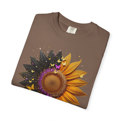 Sunflower Unisex Garment-Dyed T-shirt, Yellow Flower Tee, Floral Shirt, Botanical Top, Nature Lover Gift