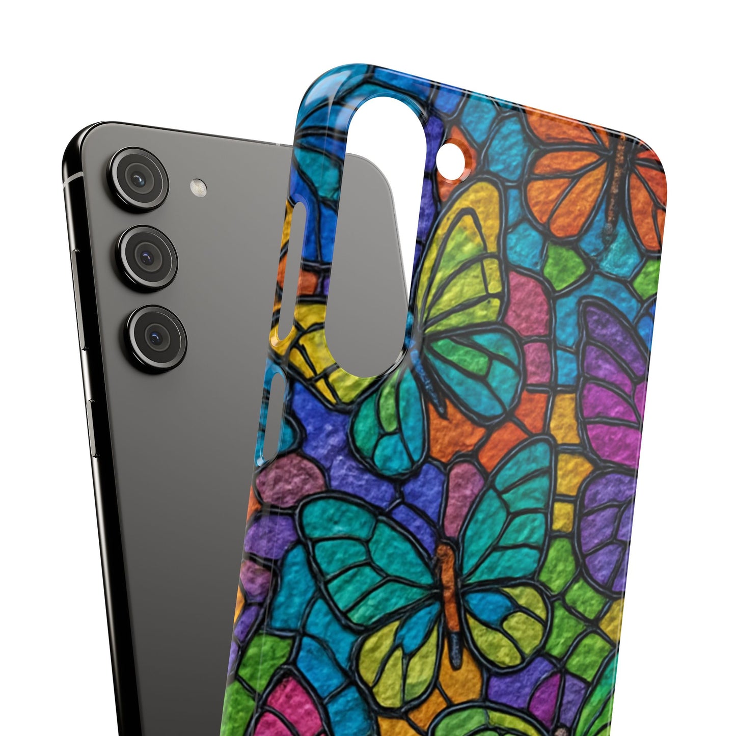 Psychedelic Butterfly Mosaic Phone Case, Trippy Hippie Butterflies,  Rainbow Stained-Glass Art Cover | Boho Festival Aesthetic Case