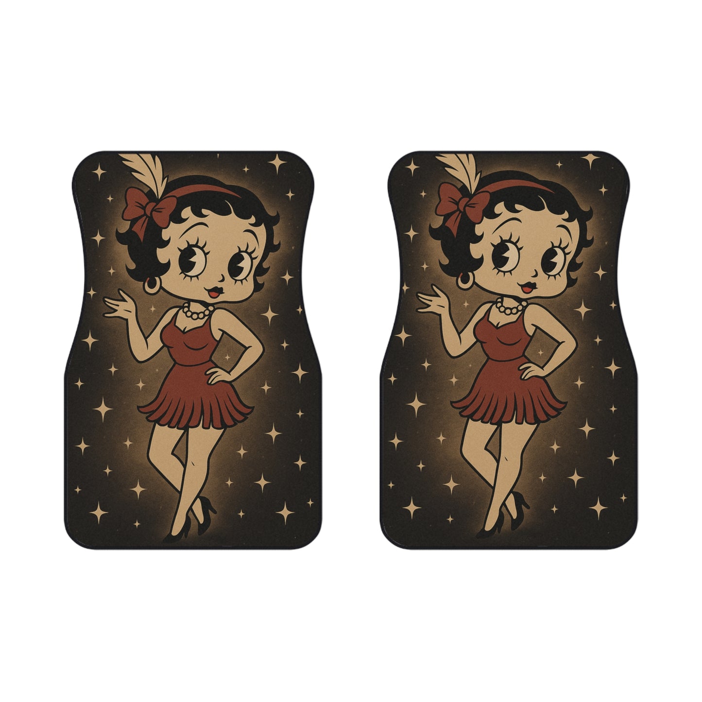 Vintage Flapper Girl Car Mats (2x Front) | Art Deco Floor Mats