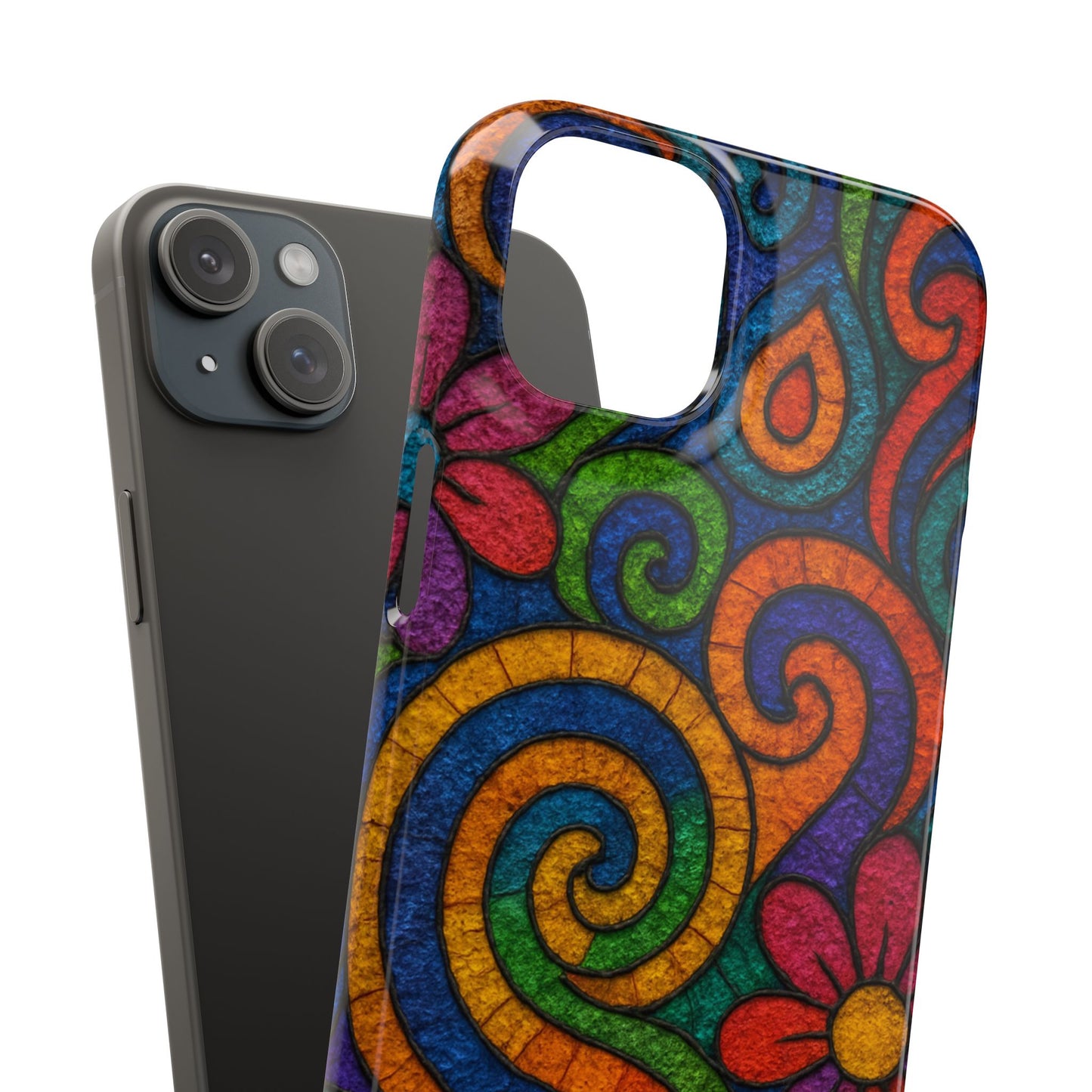 Psychedelic Hippie Phone Case, Boho Rainbow Retro 70s Groovy Art Cover