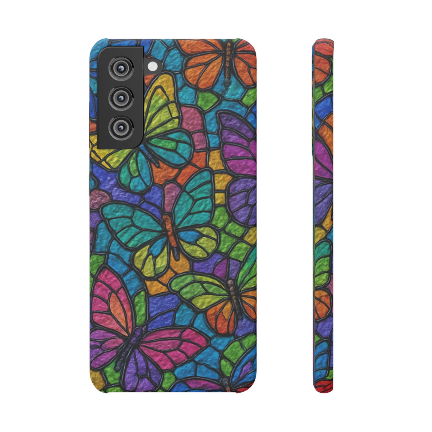 Psychedelic Butterfly Mosaic Phone Case, Trippy Hippie Butterflies,  Rainbow Stained-Glass Art Cover | Boho Festival Aesthetic Case