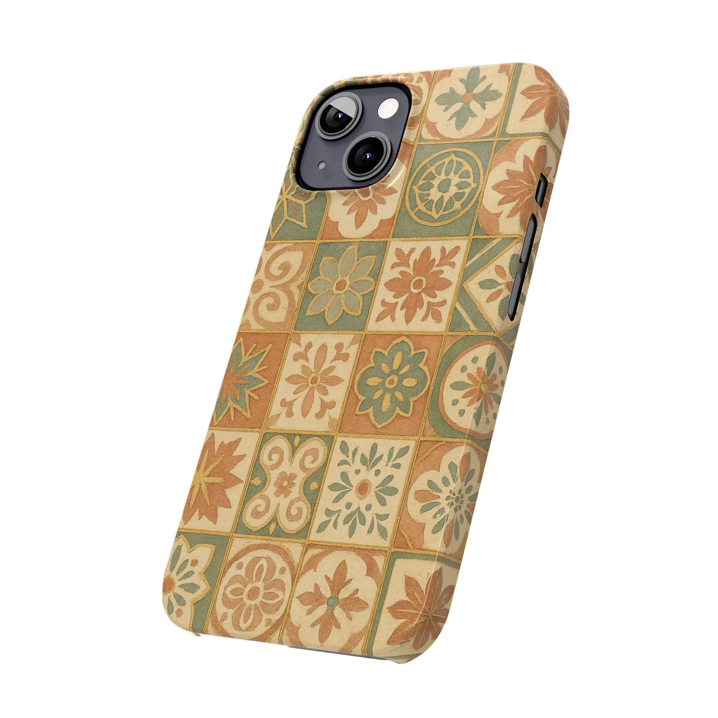 1Slim Phone Cases Boho Dreams Mosaic iPhone MagSafe Case | Vintage Tile Aesthetic | Terracotta, Teal & Gold Ceramic Design