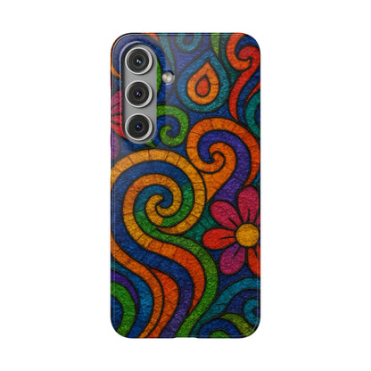 Psychedelic Hippie Phone Case, Boho Rainbow Retro 70s Groovy Art Cover