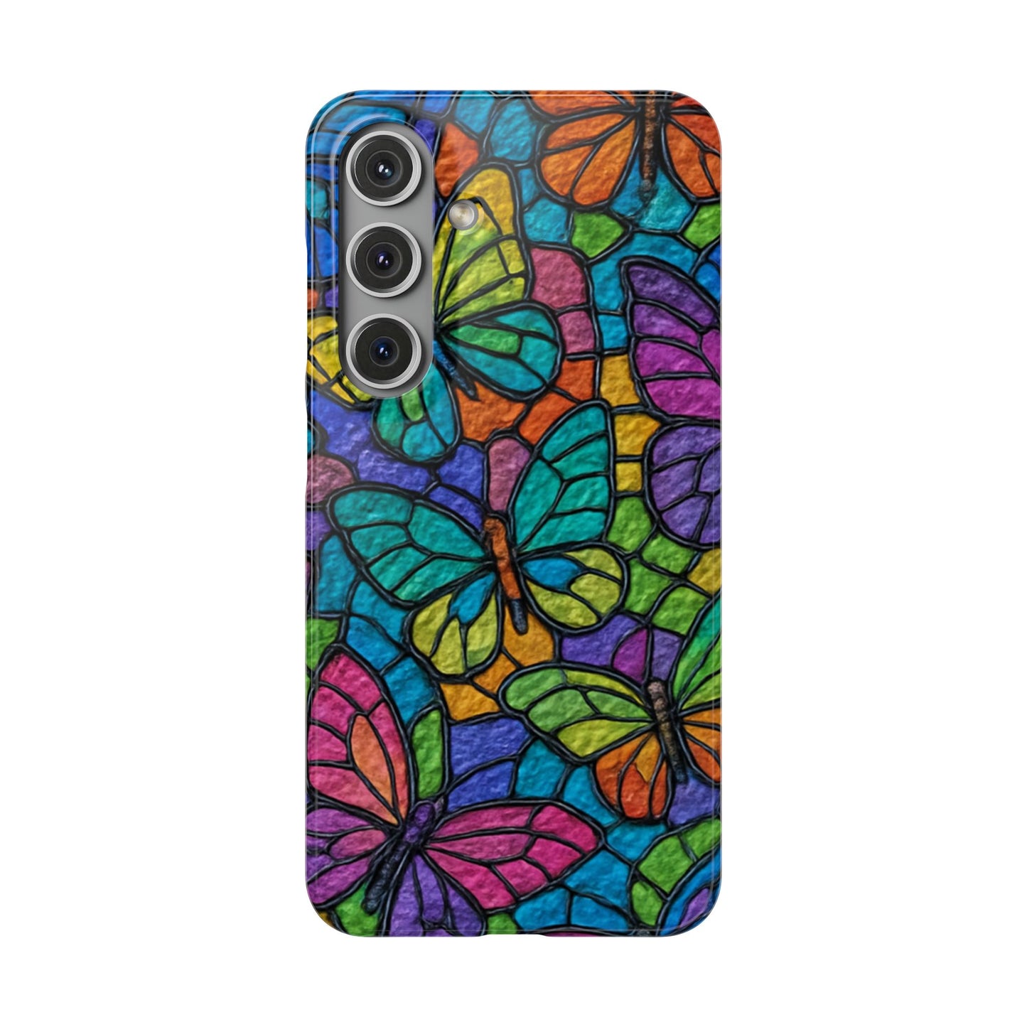 Psychedelic Butterfly Mosaic Phone Case, Trippy Hippie Butterflies,  Rainbow Stained-Glass Art Cover | Boho Festival Aesthetic Case