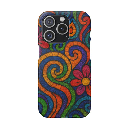 Psychedelic Hippie Phone Case, Boho Rainbow Retro 70s Groovy Art Cover