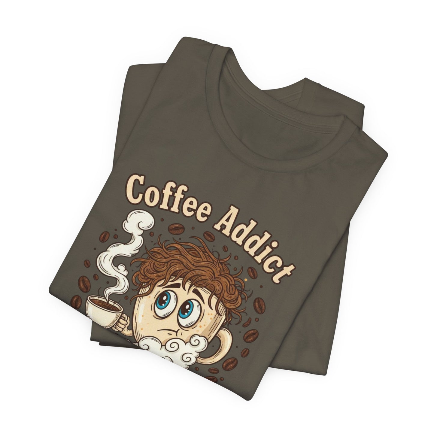 Coffee Addict Unisex Tee, Funny Caffeine Lover Shirt, Graphic T-Shirt, Chaos & Coffee Short Sleeve Top, Gift for Barista, Coffee Obsessed