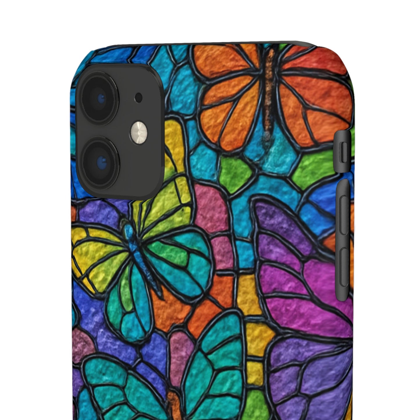 Psychedelic Butterfly Mosaic Phone Case, Trippy Hippie Butterflies,  Rainbow Stained-Glass Art Cover | Boho Festival Aesthetic Case