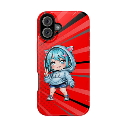 Phone Cases, Cute Chibi Girl in Cat Hoodie, Kawaii Anime Design, Protective Cover, Gift for Anime Fans, Cute Phone Accessories, Cat Lover