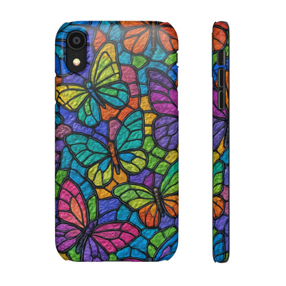 Psychedelic Butterfly Mosaic Phone Case, Trippy Hippie Butterflies,  Rainbow Stained-Glass Art Cover | Boho Festival Aesthetic Case