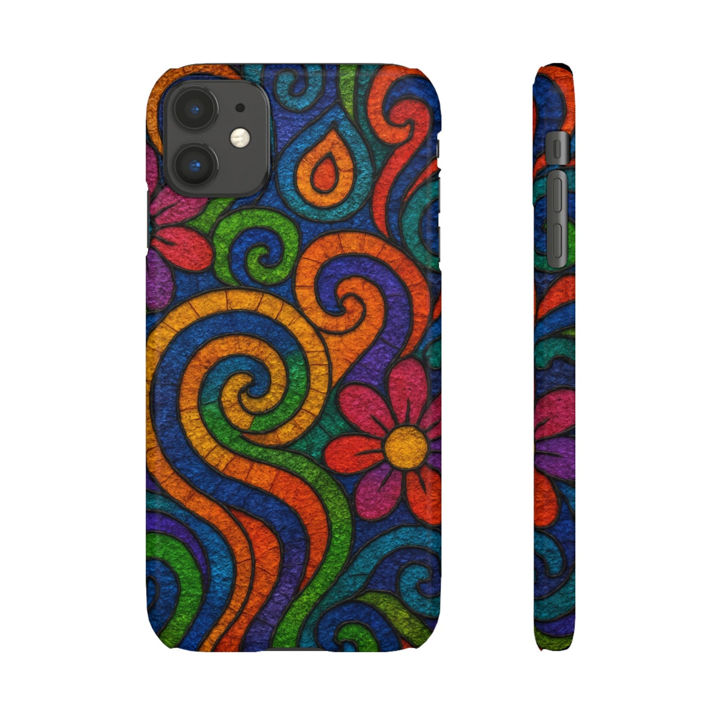 Psychedelic Hippie Phone Case, Boho Rainbow Retro 70s Groovy Art Cover