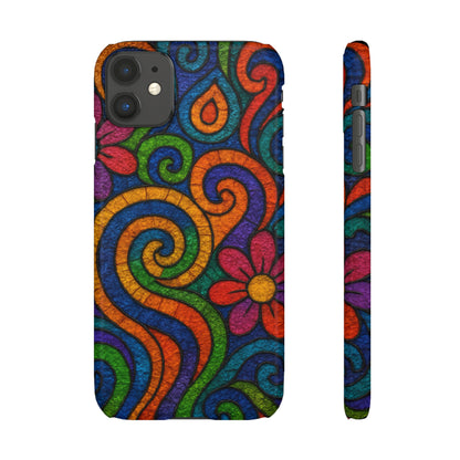 Psychedelic Hippie Phone Case, Boho Rainbow Retro 70s Groovy Art Cover