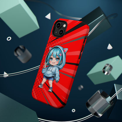 Phone Cases, Cute Chibi Girl in Cat Hoodie, Kawaii Anime Design, Protective Cover, Gift for Anime Fans, Cute Phone Accessories, Cat Lover