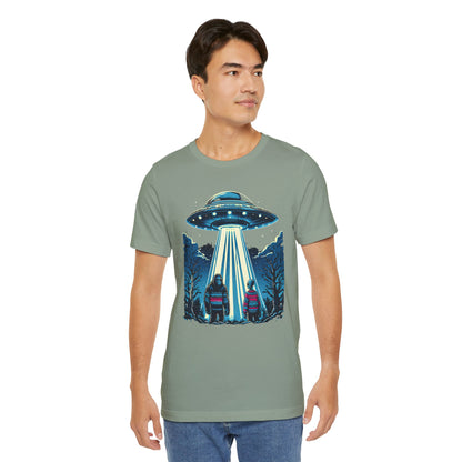Alien Spaceship and Bigfoot Ugly Christmas Sweater Tee