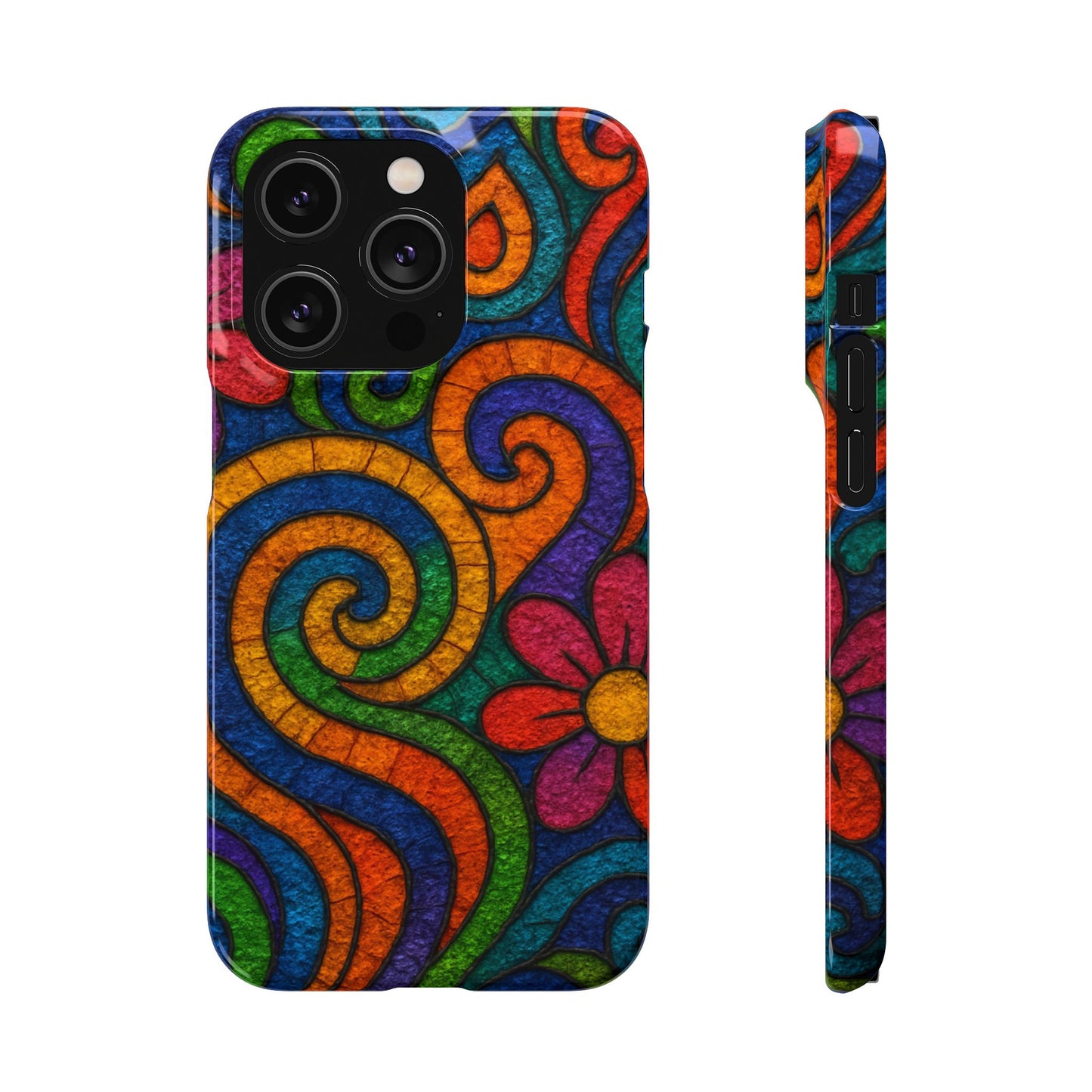Psychedelic Hippie Phone Case, Boho Rainbow Retro 70s Groovy Art Cover