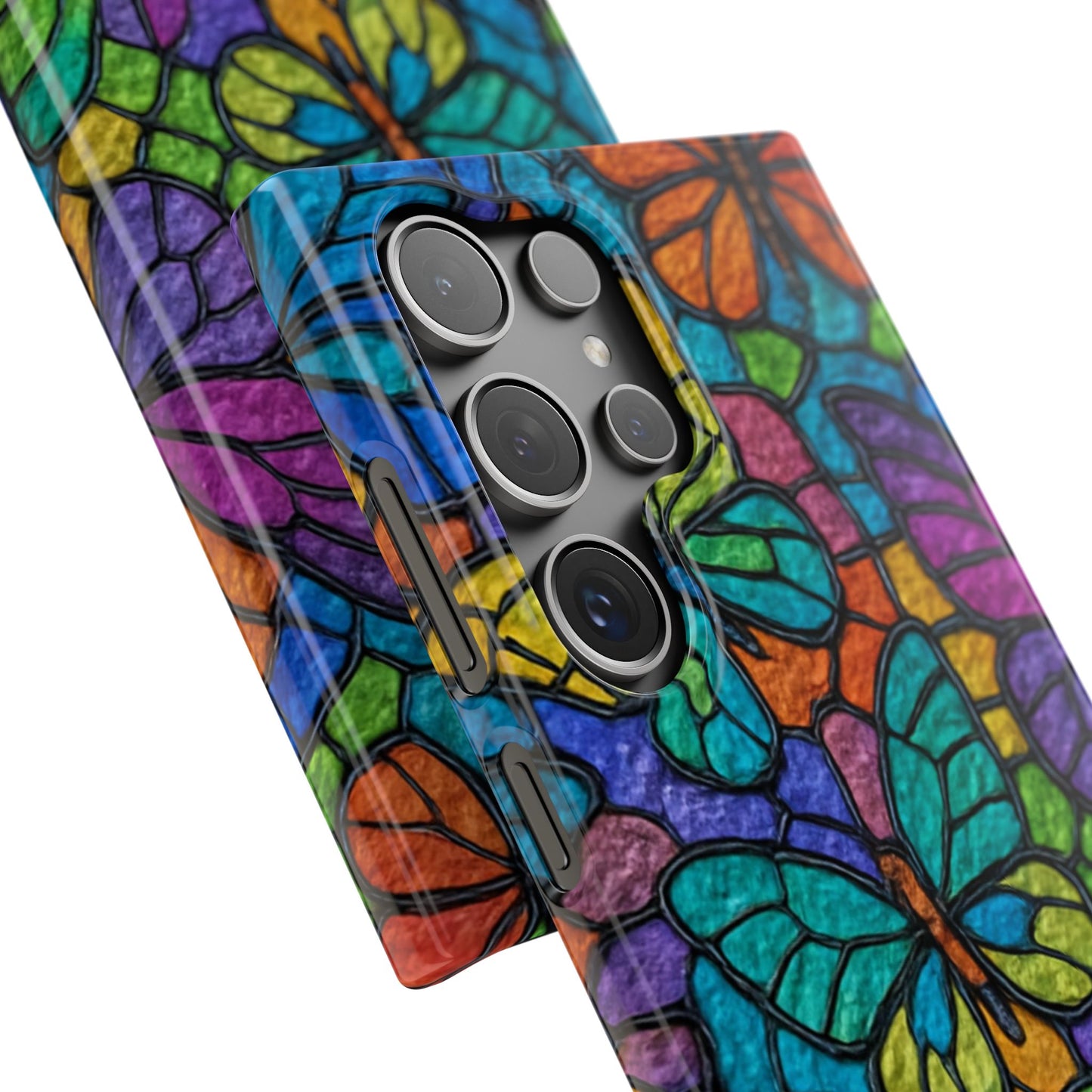 Psychedelic Butterfly Mosaic Phone Case, Trippy Hippie Butterflies,  Rainbow Stained-Glass Art Cover | Boho Festival Aesthetic Case