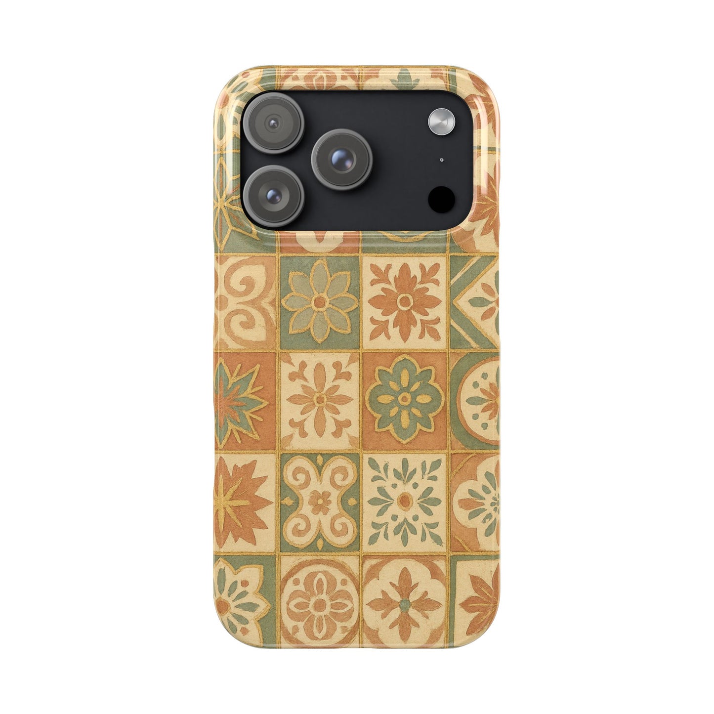 1Slim Phone Cases Boho Dreams Mosaic iPhone MagSafe Case | Vintage Tile Aesthetic | Terracotta, Teal & Gold Ceramic Design