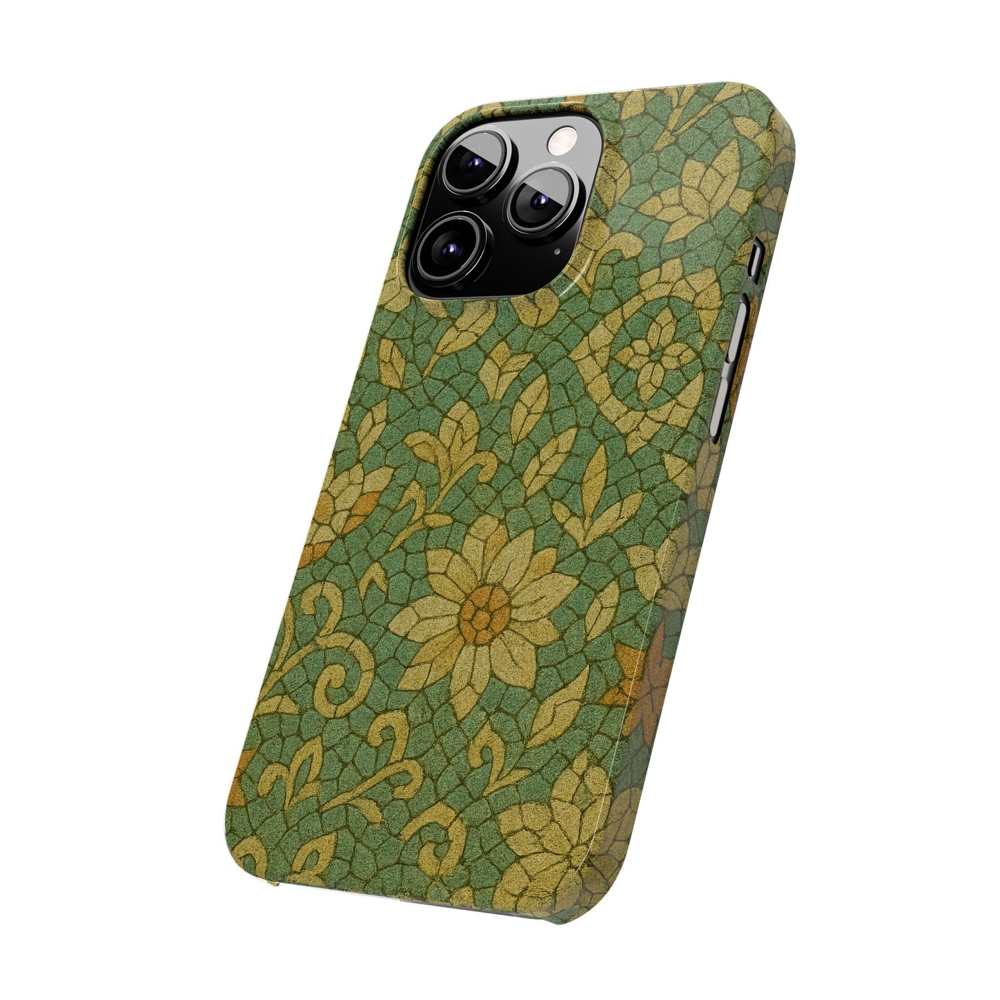 Slim Phone Cases Desert Bloom Boho Mosaic iPhone Case | Handcrafted Ceramic Tile Look | Warm Terracotta & Rose