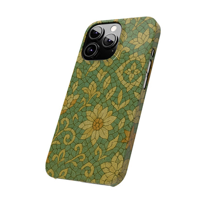 Slim Phone Cases Desert Bloom Boho Mosaic iPhone Case | Handcrafted Ceramic Tile Look | Warm Terracotta & Rose