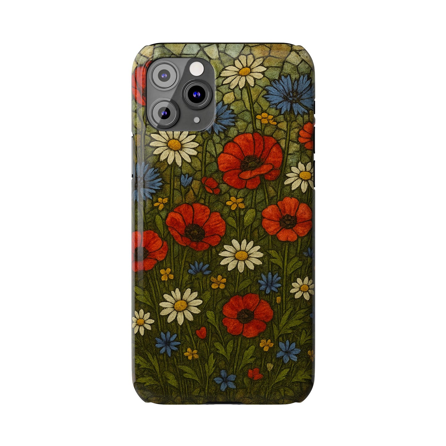 Slim Phone Cases  Wildflower Mosaic Floral Art | Colorful Stained Glass Flowers | Boho Botanical
