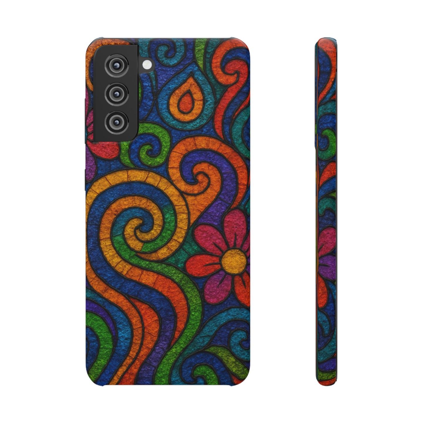 Psychedelic Hippie Phone Case, Boho Rainbow Retro 70s Groovy Art Cover