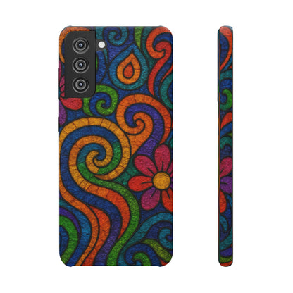 Psychedelic Hippie Phone Case, Boho Rainbow Retro 70s Groovy Art Cover