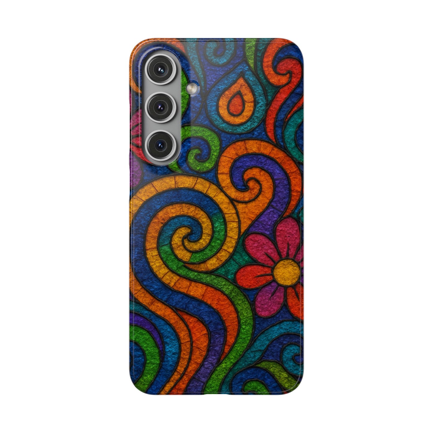 Psychedelic Hippie Phone Case, Boho Rainbow Retro 70s Groovy Art Cover