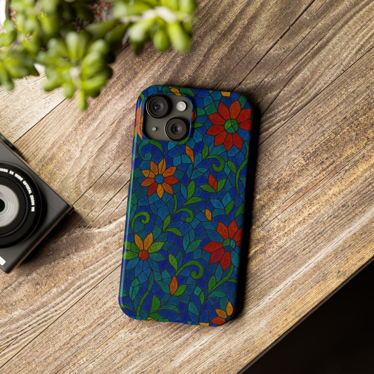 Slim Phone Cases Mystic Aura Mosaic  | 3D Iridescent Glass Tiles | Bohemian Energy Design