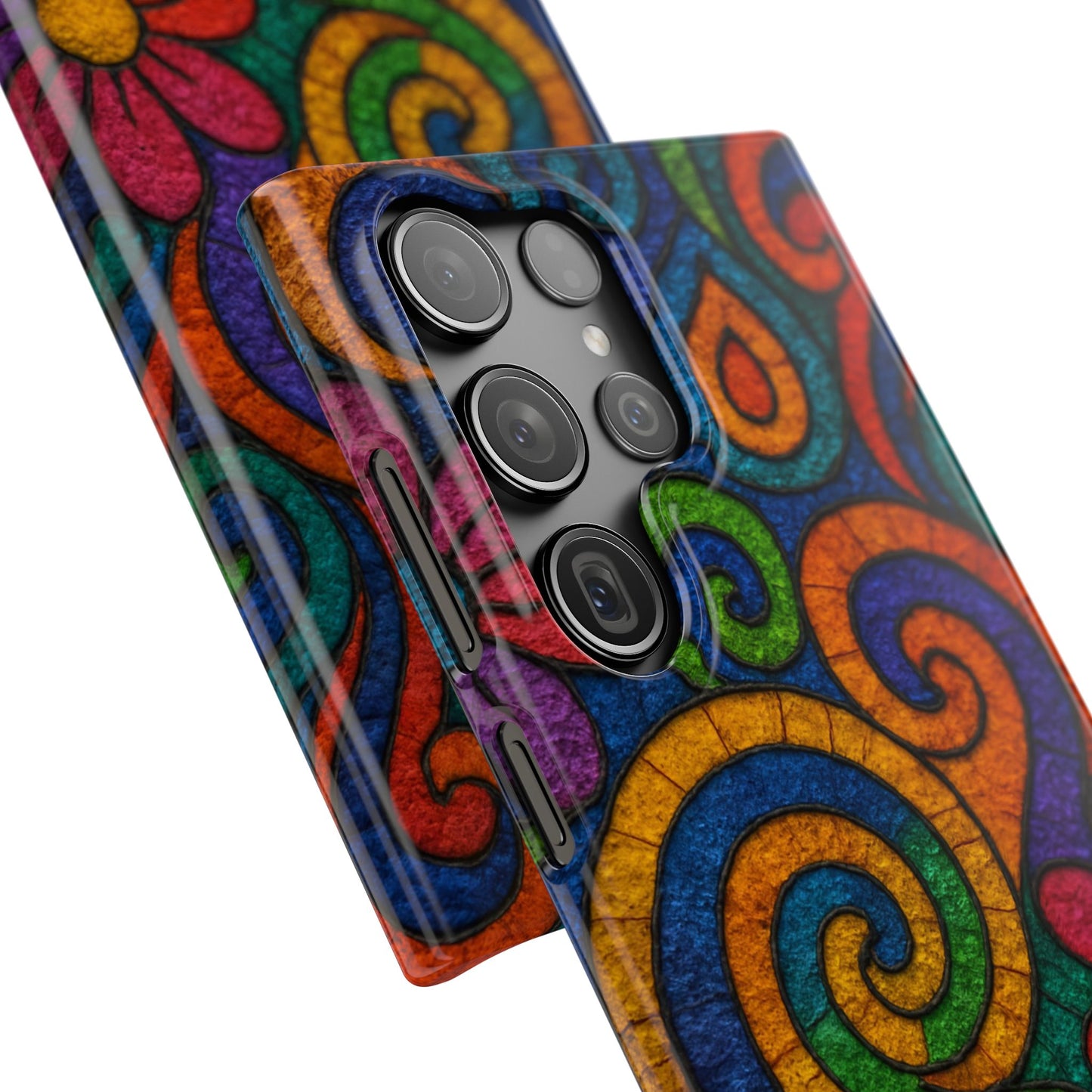 Psychedelic Hippie Phone Case, Boho Rainbow Retro 70s Groovy Art Cover