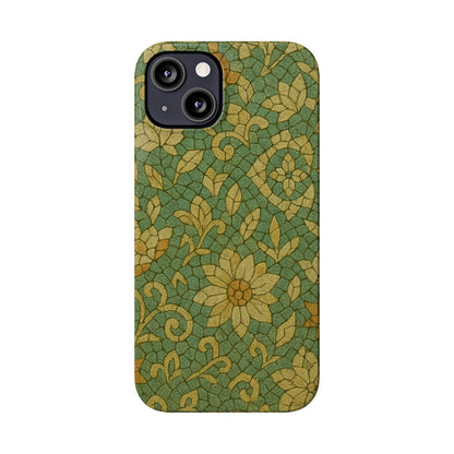 Slim Phone Cases Desert Bloom Boho Mosaic iPhone Case | Handcrafted Ceramic Tile Look | Warm Terracotta & Rose