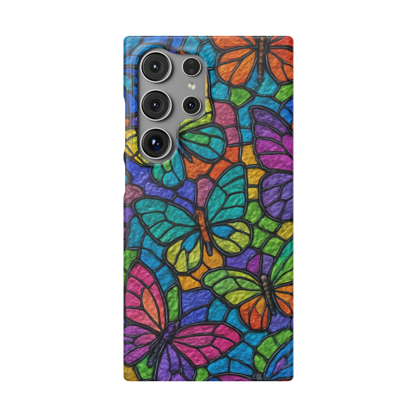 Psychedelic Butterfly Mosaic Phone Case, Trippy Hippie Butterflies,  Rainbow Stained-Glass Art Cover | Boho Festival Aesthetic Case