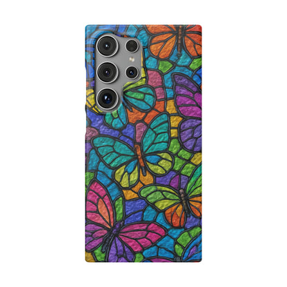 Psychedelic Butterfly Mosaic Phone Case, Trippy Hippie Butterflies,  Rainbow Stained-Glass Art Cover | Boho Festival Aesthetic Case
